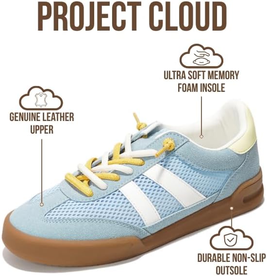 Project Cloud Genuine Leather Casual Sneakers for Women - Memory Foam Insoles Lace-Up Womens Shoes & Lightweight Women's Fashion Sneakers - Slip On Shoes for Women Footwear (Verdy) - Image 3