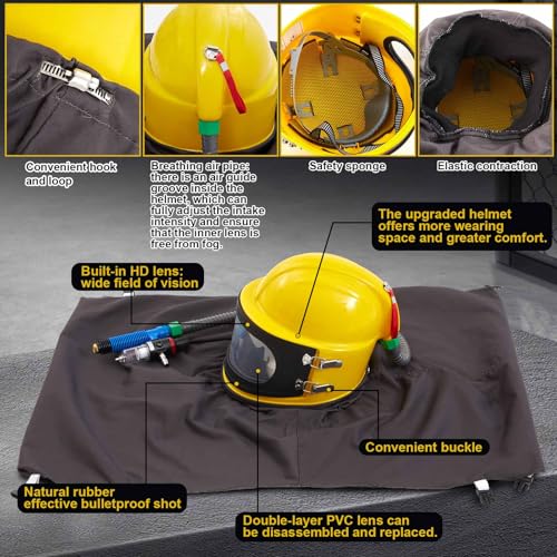 Casco de chorro de arena con termostato integrado y protector de hombro para máxima visión 4