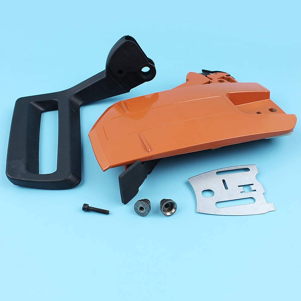 Kit de placa de barra protectora de manija de cubierta lateral de freno de cadena compatible con Husqvarna 61 66266268272 272XP Manguito de buje de motosierra