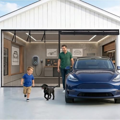 �K���[�W�Ԍ� �}�O�l�b�g�J�� �K���[�W�h�A�p ���b�V���X�N���[�� �O���X�t�@�C�o�[�� �n���Y�t���[ ���[���A�b�v�� 2��p�K���[�W ��Ə� �p�e�B�I�Ή�(8x8FT/244x244cm)