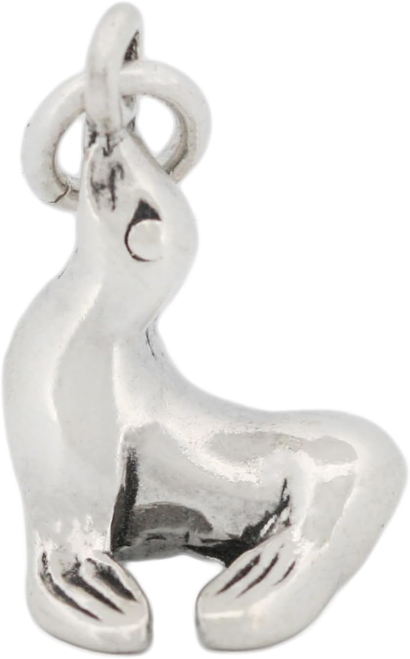 Seal Sea Lion 3D 925 Solid Sterling Silver Charm Pendant Bracelet Jewelry Making Supply