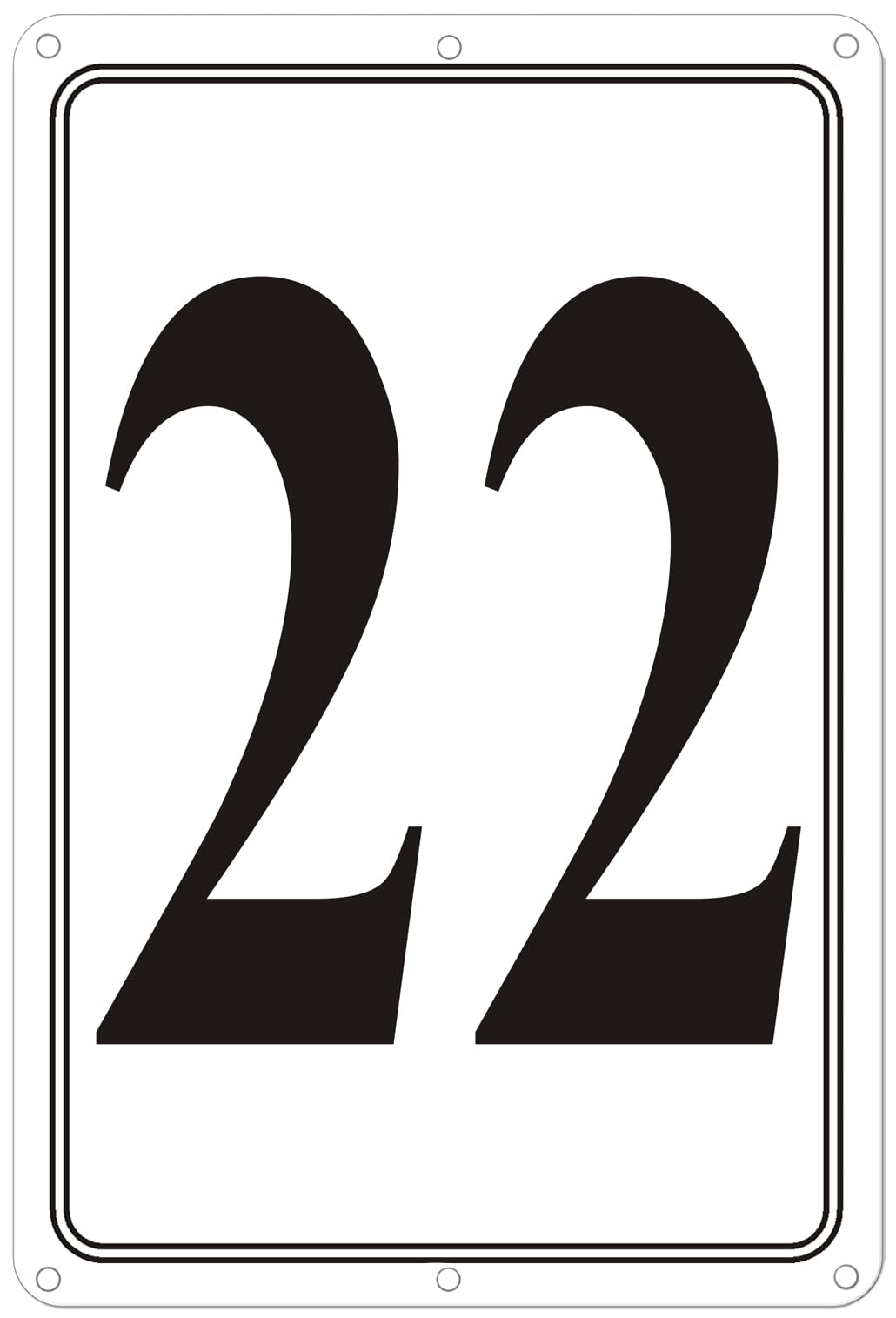 Premium Aluminum Number Signs 22, Metal 12" X 8" Numbered Signs Outdoor for Parking Lots, Floor, Dock, Court, Aisle, Field, High Visibility, No Fade, Weather-resistant