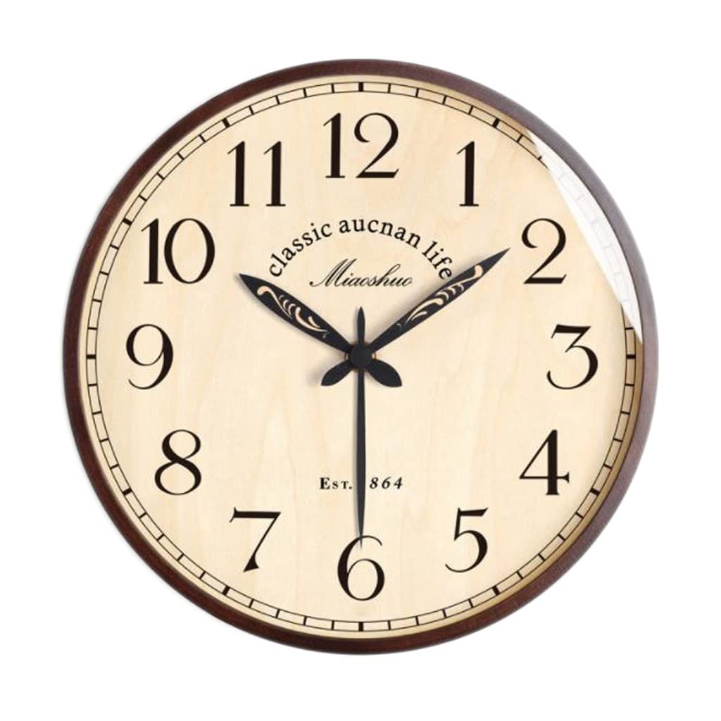 Horloge murale salon muette en noyer de 10 pouces pour maison