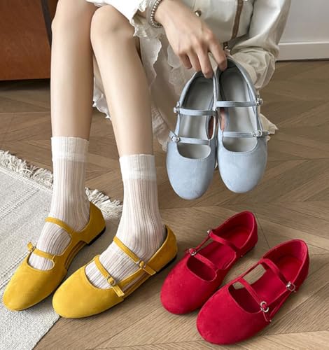 Women's Flats Shoes Round Toe Dressy Shoes Double Buckle Strap Ballet Flat for Women Middle Hollow Daily Casual Outing4