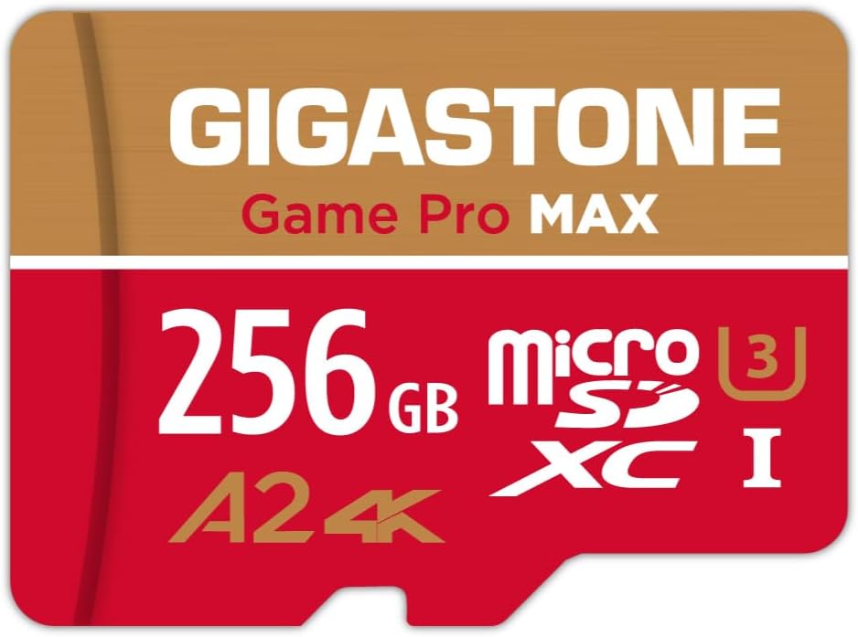 【For Switch 1 Only】GIGASTONE 256GB Micro SD Card, 4K Game Pro MAX, A2 V30 Memory Card for Gaming Console, 4K UHD Video, Up to 130/85 MB/s, UHS-I U3 C10 with Adapter【5-Years Data Recovery】