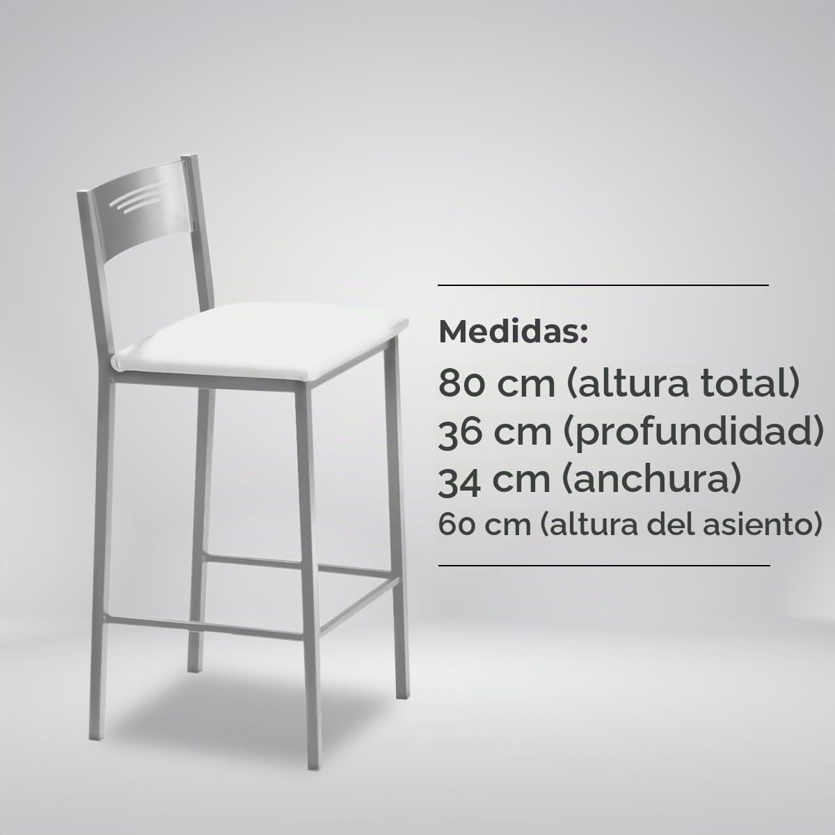 ASTIMESA Dos Taburetes Alto de Cocina 60 cms Polipiel Blanco