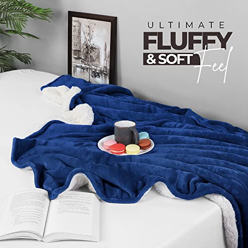 Utopia Bedding Sherpa Bed Blanket Full Size Navy 480Gsm Plush Blanket Fleece Reversible Blanket For Bed And Couch (90X86 Inches) #TOP5