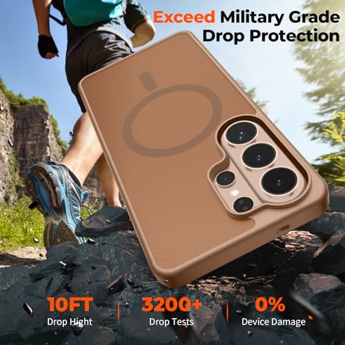 Image of SUPFINE Magnetic for Samsung Galaxy S26 Ultra Case with Screen Protector, (Built-in Magnets) (Military Grade Drop Protection) Slim Translucent Shockproof Phone Case,Brown