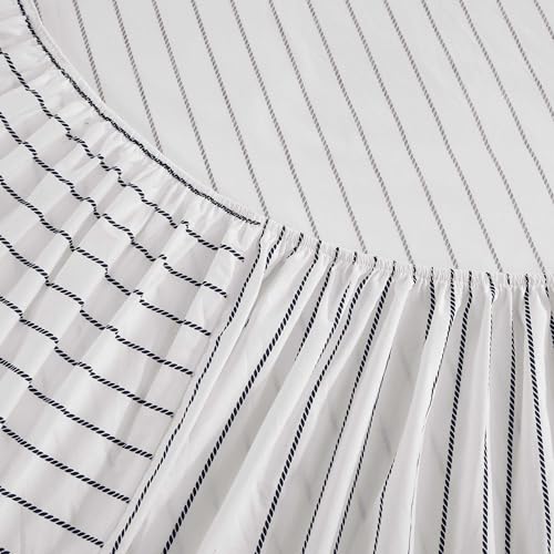 Image of Tommy Hilfiger - King Bed Sheets, Crisp & Cool Cotton Percale Bedding with Matching Pillowcases, Lightweight Bed Set, Oeko-Tex Certified (Rope Stripe Blue)