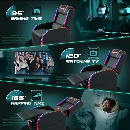 image for Homall LED Gaming Massage Recliner Chair Racing Style Single Living Ro