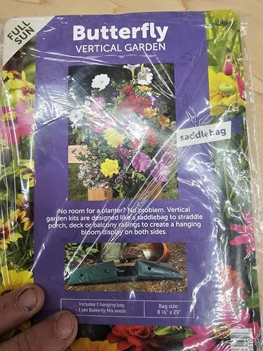Hanging saddlebag Garden Flowers Butterfly KIT with Seeds, Rope, and Saddle Hanging Bag. Butterflies Apartment Balcony hunmingbird