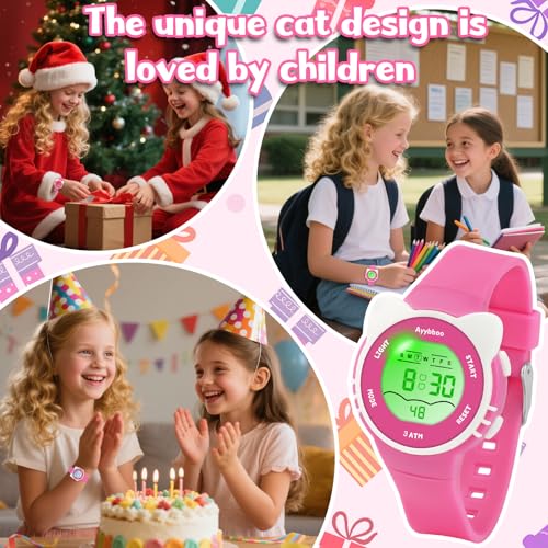 Image of Kids Digital Analog Watches for Girls Boys, 7 Color Lights Waterproof Cute Wristwatches for Kids with Alarm Stopwatch, Great Present for Girls Boys Ages 5-13