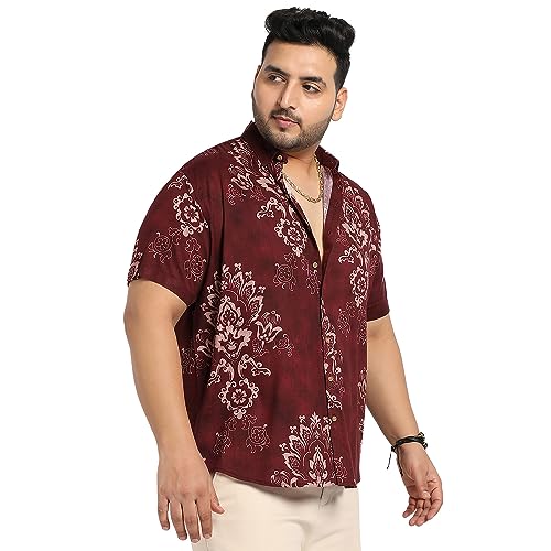 Image of Instafab Plus Men's Shirt for Casual Wear | Spread Collar | Short Sleeve | Button Closure | Plus-Size Fit | Cotton Shirt Crafted with Comfort Fit for Everyday Wear