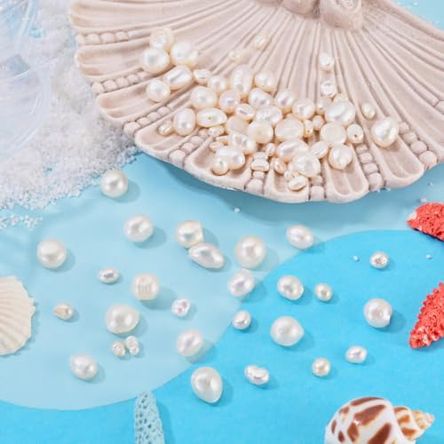 Image of Beadthoven 100pcs Natural Freshwater Cultured Pearls 4 Styles Irregular Oval Rice Beads Loose Beads Real Pearls for Summer DIY Bracelets Necklace Earrings Jewelry Making