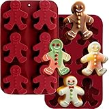 2Pack Christmas Gingerbread Man Molds Christmas Silicone Molds For Baking Large Gingerbread Man 6-Cavity Christma Mold Shaped with Gingerbreads Mans for Chocolate Candy Jello Ice Cubes Soaps Candles