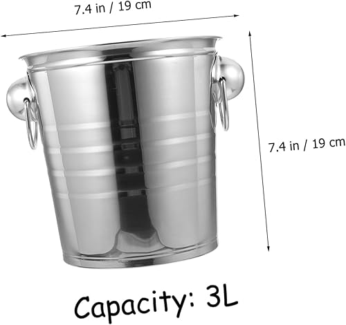 Miniatura 2 de Cubo de almacenamiento de hielo grueso de acero inoxidable con doble asa enfriador de cerveza para Ktv bares fiestas para botellas y bebidas
