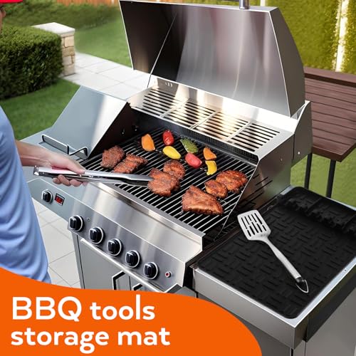 Tapis silicone BBQ Hohopeti mat de rangement latéral anti-huile pour grill extérieur