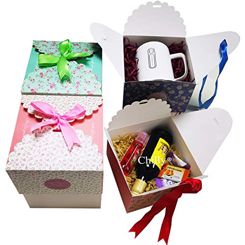 Chilly Gift Boxes, Set Of 12 Decorative Treats Boxes, Cake, Cookies, Goodies, Candy And Handmade Bath Bombs Shower Soaps Gift Boxes For Christmas, Birthdays, Holidays, Weddings (Flower Patterned) #TOP3