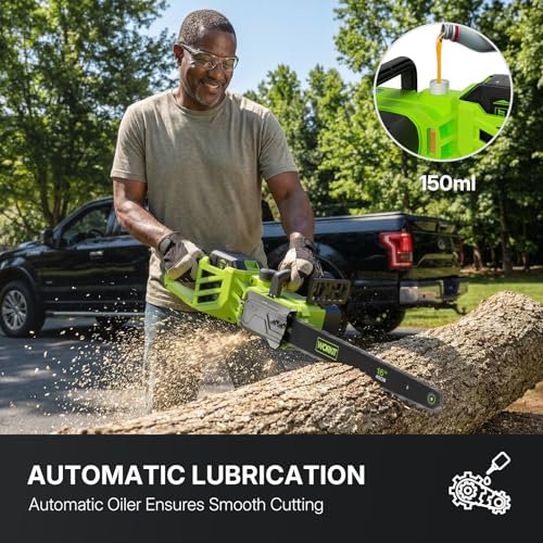 Image of WORKIT 16 Inch Electric Chainsaw, 40V Brushless Chain Saw Cordless with 2x4.0Ah Batteries, Tool-Free Chain Tension, Auto Oiling, Battery Chainsaw for Tree Trimming, Wood Cutting, Yard Work