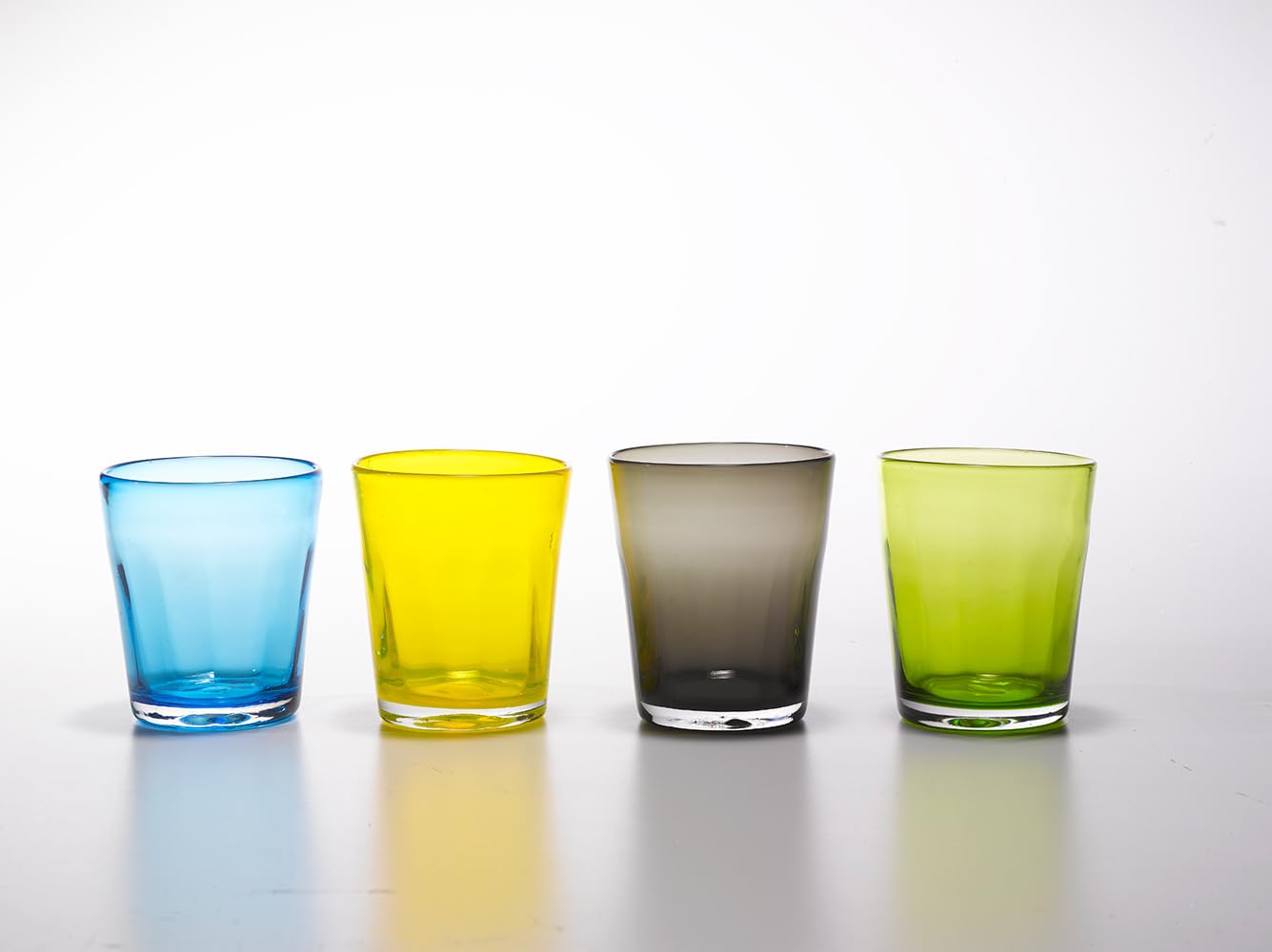 Zafferano Lot de 6 Verres Tumbler Série Bei en Verre Soufflé à la Bouche Travail à la Main Volante Couleur Vert Mer Élégants pour Table Quotidienne