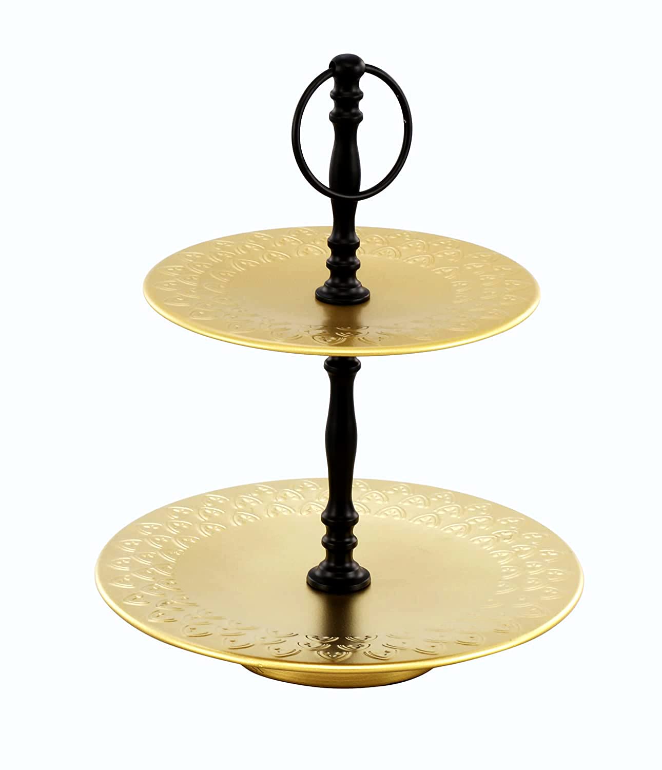 GRD International Cake Stand Gold & Black Finish Metal 'Made In India' Mfr Grd Intl, Round