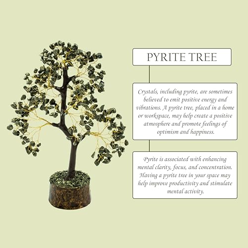 Image of Pyrite Crystal Tree for Money | 9-10 Inch | 300 Beads | Money Stone Tree for Wealth, Confidence, Vastu Correction, Positive Energy, Reiki Healing & Good Luck