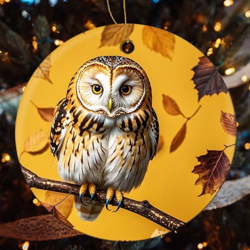 Sapin de Noël en céramique : offrez ce lot de 4 suspensions chouette rustique