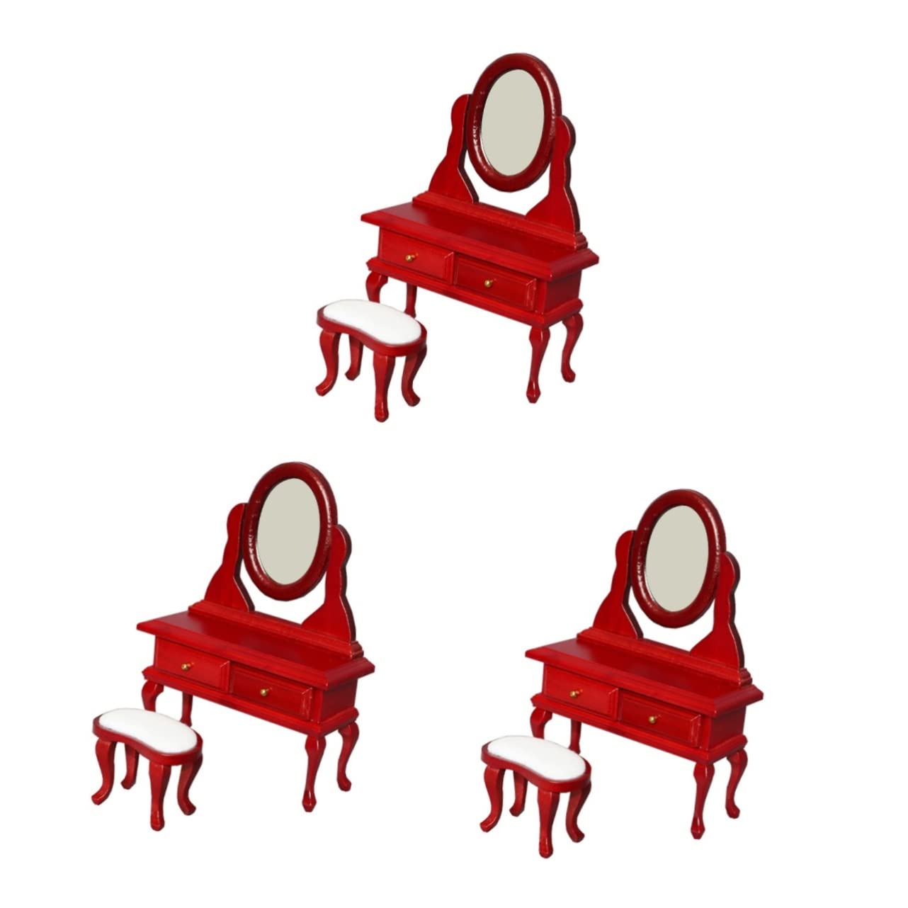 STAHAD 3 Sets Simulated Dressing Table Kids Furniture Miniature Toys Miniture House Furniture 1/12 Scale Accessories Mini House Furniture Doll House Furnisher Wood Table Toy Mini Table