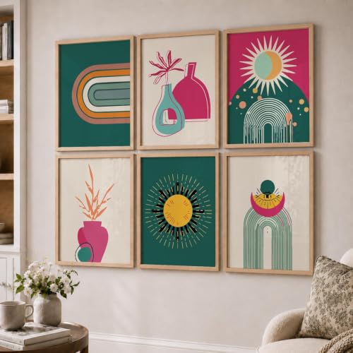 Image of kotart Minimal Boho Paintings with Frame for Home Decor - Painting Wall Decoration - Pack of 6 (14X20 Inch, living room)