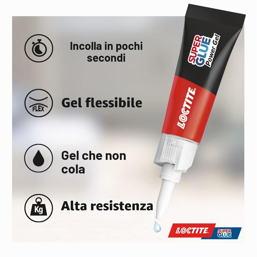 Loctite Gel Instant Super Glue, forte colla trasparente multiuso per riparazioni di alta qualità, vari materiali, facile da usare, super colla istantanea, 2 x 3 g, trasparente