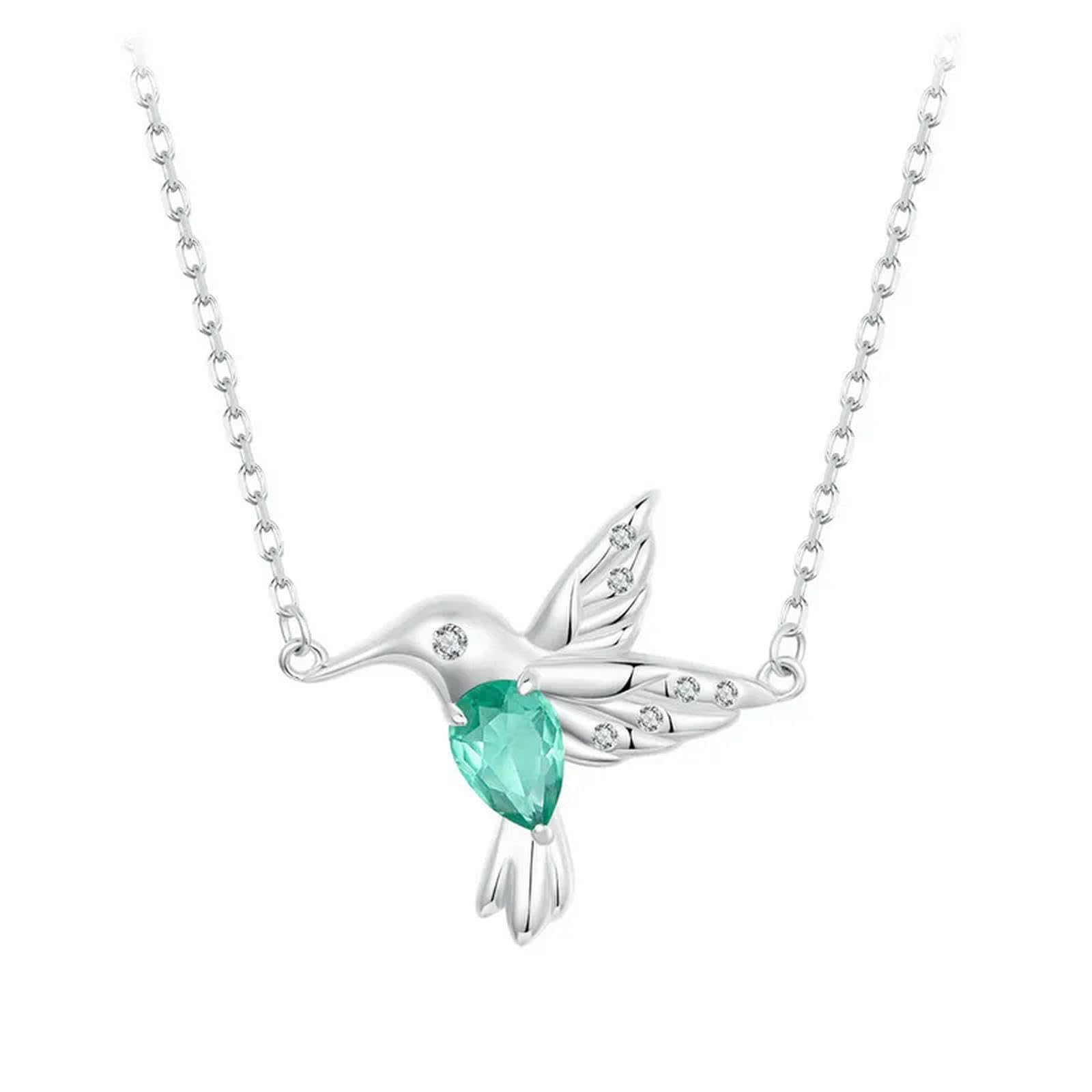Collar De Colibrí De Oro Blanco Y Plata De Ley 925 Con Colgante De Pájaro, Cadena Para El Cuello Para Mujer, Joyería Fina Para Fiestas, Regalo