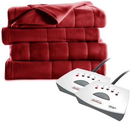 Sunbeam Quilted Fleece Electric Blanket, King, Garnet