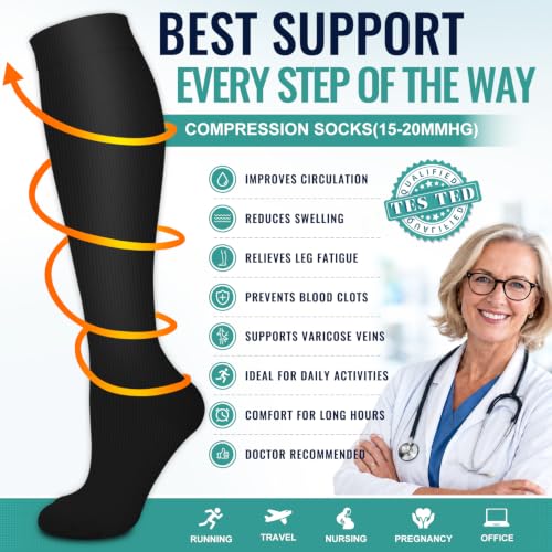 Image of 3 Pack Medical Compression Sock-Compression Sock For Women and Men Circulation -Best for Running,Nursing,Athletic Sports
