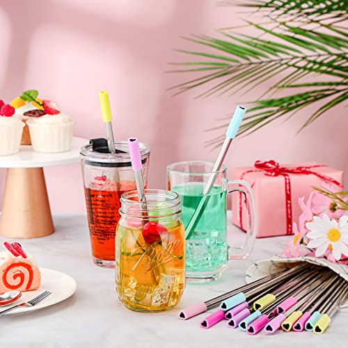 Set de 8 pitillos metálicos reutilizables en forma de corazón miniatura 5