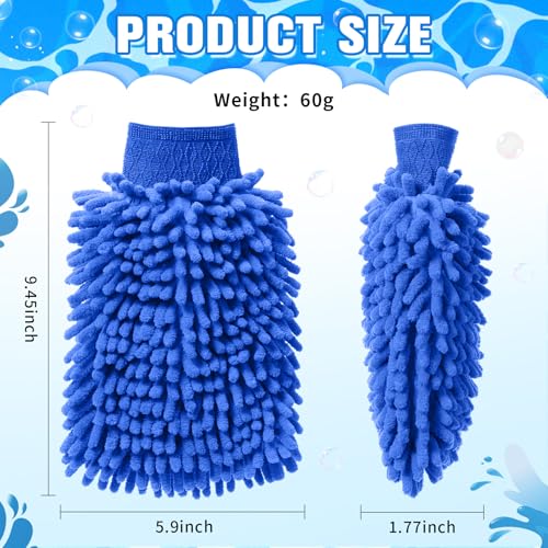 Image of Patelai 30 Pcs Car Wash Mitts Bulk Microfiber Scratch Free Detailing Chenille Car Washing Gloves Hand Double Sided Absorbent Cars Sponge for Washing Cleaning Trucks Boats, 9.45 x 5.9 Inch(Green,Blue)