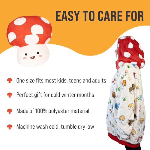 Image of Plushible Wearable Blanket Hoodie, Micey Mushroom, 2-in-1 Oversized Hoodie Blanket Pillow, Long Sleeve Sweatshirt Pocket, Cozy Gift