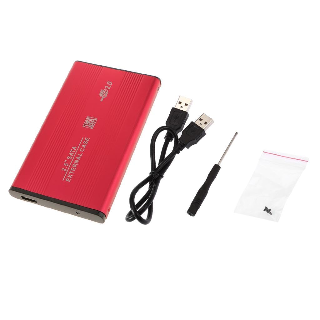 Ubervia® Usb2.0 Sata External 2.5" Ssd HDD Hard Drive Enclosure Laptop Disk Case Red-image-14