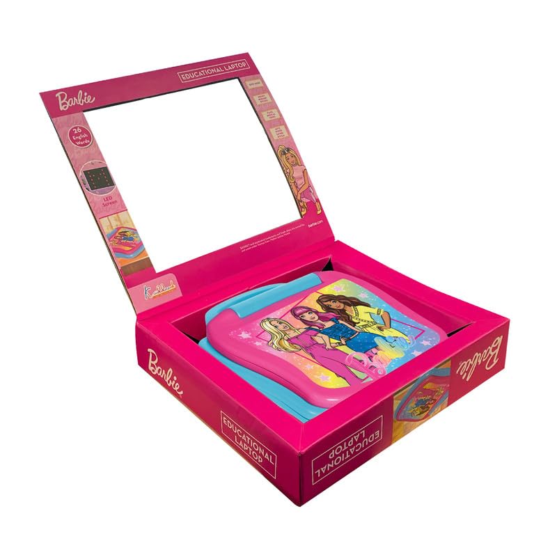 Image of Barbie Educational Laptop with Screen -Interactive ABC & 123 Learning Toy for Preschoolers Kids -Pink Electronic Learning Computer for Girls 3+ Years - Early Development & Fine Motor Skills
