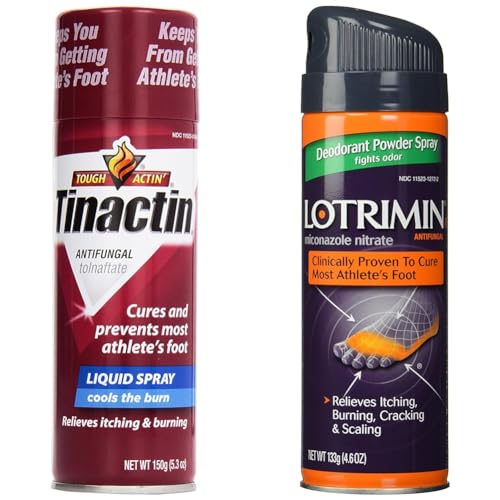 Tinactin Athlete Liquid Foot Spray 5.3oz & Lotrimin Antifungal Powder Spray Athlete\'s Foot Treatment 4.6oz