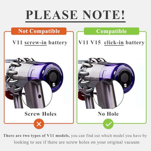 Premium V11 V15 Click-in Battery Replacement for Dyson [Not for Screw-in Type] 25.2V Compatible with SV15 SV16 SV17 SV22 SV28 SV29 SV47 V15 Detect Part No. 970938-01 970425-01