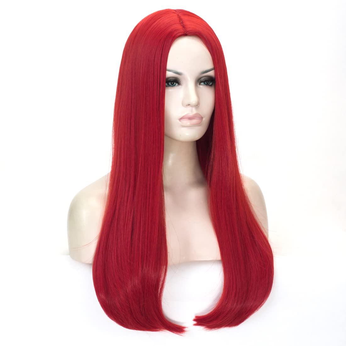 24 Pollici Donne Parrucche Rosse Lunghe Parrucche Sintetiche Rosse Luminose Parrucche Sintetiche Naturali Resistenti Al Calore Per Cosplay Carnevale Di Halloween