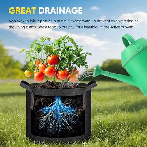 Image of iPower 20 Pack 7 Gallon Grow Bags, Garden Planting Nonwoven Fabric Pots with Reinforced Handle, Heavy Duty and Aeration Planter Pot for Tomato, Fruits, Vegetables and Flowers, 20 Labels Included