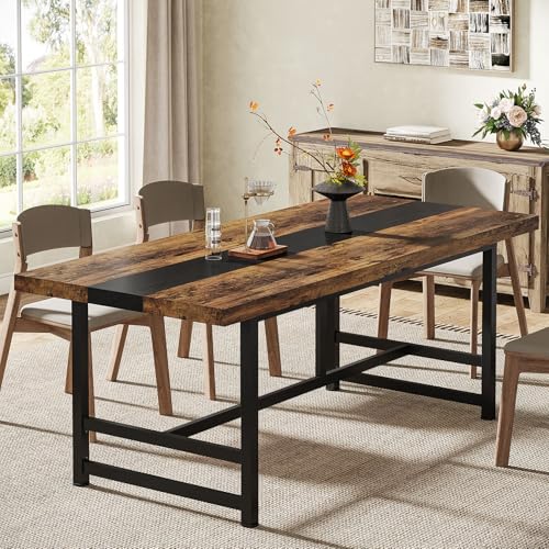 Tribesigns-Dining-Table-for-6-8-70-Rustic-Kitchen-Table-with-Metal-Frame-Wood-Rectangular-Dining-Room-Table-Large-Dinner-Table-for-Kitchen-Dining-Room-Home-Brown Tribesigns Dining Table for 6 8 70 Rustic Kitchen Table with Metal Frame Wood Rectangular Dining Room Table Large Dinner Table for Kitchen Dining Room Home Brown