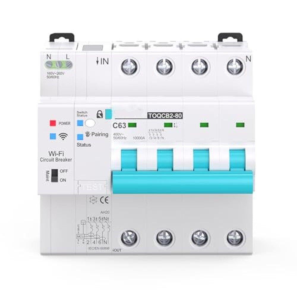 Disyuntor medido WiFi, interruptor de recierre del disyuntor inalámbrico automático de control remoto Smart Living - 4P-1-63A Proteger equipos eléctricos.(4P)