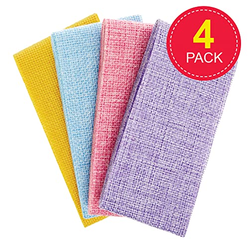 Baker Ross FX492 Pastel Burlap Ribbon - Pack of 4, Craft Ribbon for Arts and Crafts, Blue, Pink, Yellow, Lilac - Image 2