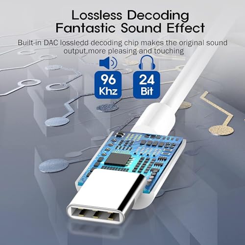 Image of White Type C to 3.5 mm Headphone Audio Jack Adapter, USB C to Aux Connector Splitter, Earphone Converter Cable only for iPhone 15, 15 Plus, 15 Pro, 15 Pro Max, ipad, Samsung Type C Devices