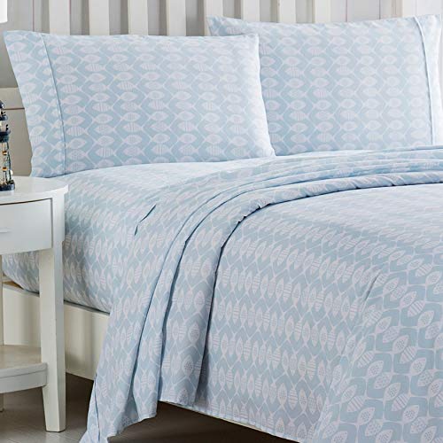 Image of Elegant Comfort Ultra-Soft Double Brushed 4-Piece Microfiber Sheet Set. Beautiful Tropical Patterns, and Vibrant Solid Colors, Luxury, All-Season Bed Sheet Set - Palm Leaves, Twin