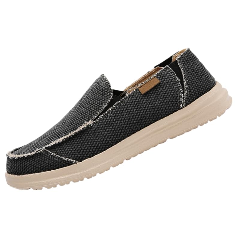 Men's Vintage Canvas Loafers, Suitable for Walking and Outdoor Activities. Large Size Model is Simple and Fashionable. EVA Sole is Soft and Comfortable.