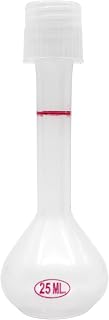 EISCO Volumetric Flask, 25mL - Chemical & Heat Resistant Polypropylene, with Screw Cap - Autoclavable