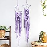 2pcs Star and Moon Dream Catchers,Teen Girl Room Decor,Macrame Wall Hanging for Baby Girl Gifts,10 Y